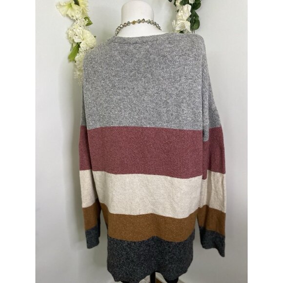 Pinque Womens Cardigan Sweater Long Sleeve Open Front Striped Pockets Size Small - Picture 12 of 16